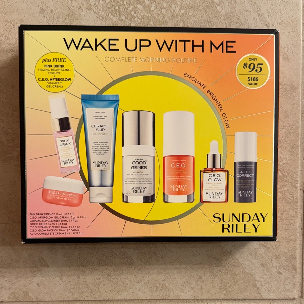 Sunday Riley Morning Skincare Set with Orange and White